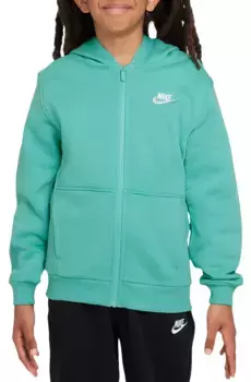 Флисовая худи с молнией во всю длину Nike All Kids Fit Sportswear Club, цвет Green Frost/White