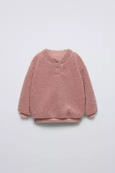 Флисовая кофта на подкладке ZARA, темно-розовый