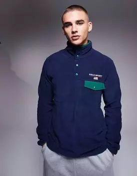Флисовая кофта с логотипом Polo Ralph Lauren Sport Capsule темно-синего цвета