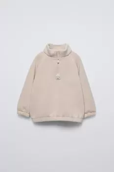 Флисовая кофта с молнией ZARA, серый
