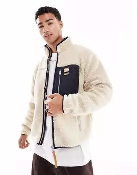 Флисовая кофта Superdry Vintage Retro на молнии в овсяно-бежевом цвете