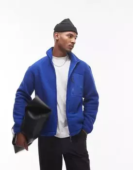 Флисовая куртка ARKET с передним карманом на молнии ярко-синего цвета