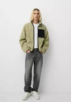 Флисовая куртка Bershka, зеленый