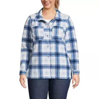 Флисовая куртка больших размеров Lands' End T200, цвет Navy Cornflower Plaid