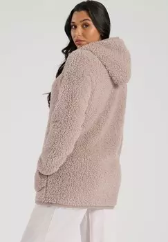 Флисовая куртка BORG HOODED BUTTON Loungeable, бежевый