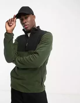 Флисовая куртка цвета хаки с контрастными цветными блоками Jack & Jones Originals