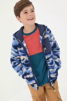 Флисовая куртка Fatface Camo с застежкой молнией Fat Face, синий