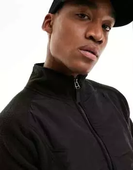 Флисовая куртка Jack & Jones с контрастным рисунком черного цвета