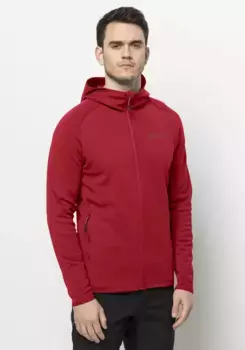 Флисовая куртка Jack Wolfskin "BAISELBERG HOODED FZ M", с капюшоном, красный