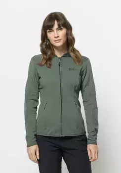 Флисовая куртка Jack Wolfskin "BAISELBERG HOODED FZ W", с капюшоном, зеленый