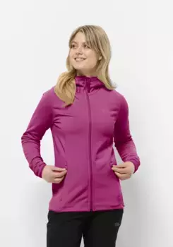 Флисовая куртка Jack Wolfskin "BAISELBERG HOODED FZ W", с капюшоном, цвет New-Magenta