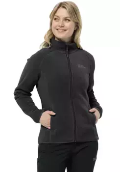 Флисовая куртка Jack Wolfskin "MOONRISE FZ W", на короткой системной молнии для походов, черный