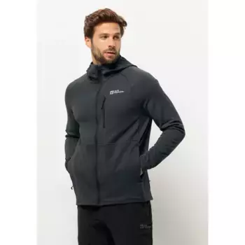 Флисовая куртка Jack Wolfskin с капюшоном "KOLBENBERG HOODED FZ M", с капюшоном, цвет Phantom