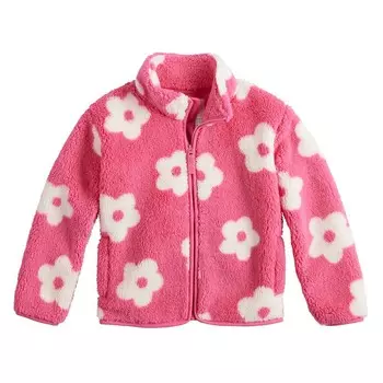 Флисовая куртка Jumping Beans с высоким ворсом для девочек 4–12 лет, цвет Pink Oversized Floral