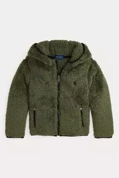 Флисовая куртка мешок для мальчика с капюшоном и застежкой молнией Polo Ralph Lauren, зеленый