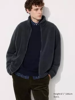 Флисовая куртка на молнии с ворсистой подкладкой Uniqlo, серый