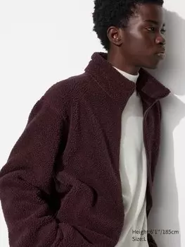 Флисовая куртка на молнии с ворсистой подкладкой Uniqlo, бордовый