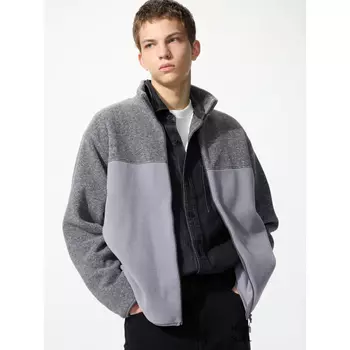 Флисовая куртка на молнии Uniqlo, 05 светло-серый