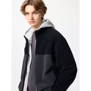 Флисовая куртка на молнии Uniqlo, 08 темно-серый