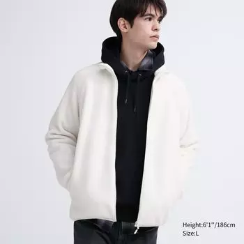 Флисовая толстовка на молнии Zipped Uniqlo, молочный