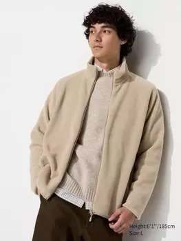 Флисовая куртка на полной молнии Uniqlo, бежевый