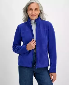 Флисовая куртка Petite на молнии спереди Style & Co, серый