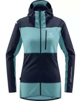 Флисовая куртка с капюшоном средней длины Haglfs, синий