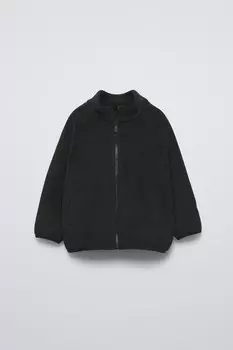 Флисовая куртка с наклейками ZARA, черный