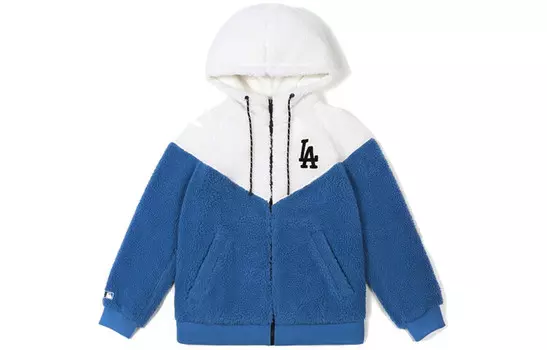 Флисовая куртка унисекс с белой и синей строчкой Mlb, цвет White/Blue Seamless