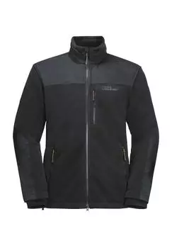 Флисовая куртка Вьюга, ветронепроницаемая, дышащая, с капюшоном мужская Jack Wolfskin, черный