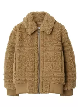 Флисовая куртка в клетку Burberry Kids, бежевый