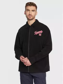 Флисовая куртка-верхняя рубашка Tommy Jeans, черный