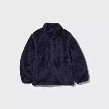 Флисовая меховая куртка на молнии для мальчиков UNIQLO, темно-синий