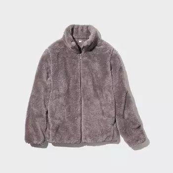 Флисовая меховая куртка на молнии UNIQLO, коричневый