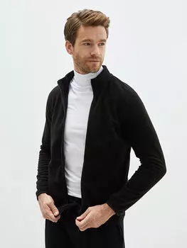 Флисовая мужская толстовка с воротником-стойкой и длинным рукавом LC Waikiki Basic