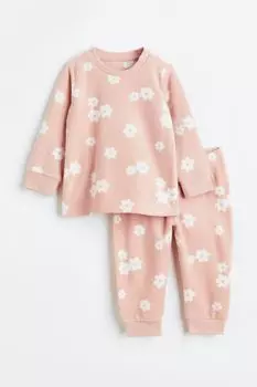 Флисовая пижама H&amp;M, бледно-розовый/цветы