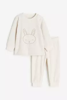 Флисовая пижама H&M, бежевый