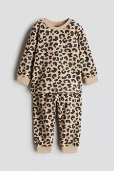 Флисовая пижама H&M, бежевый