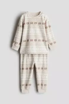 Флисовая пижама H&M, бежевый