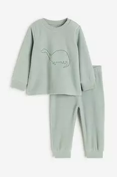 Флисовая пижама H&M, зеленый
