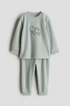 Флисовая пижама H&M, зеленый