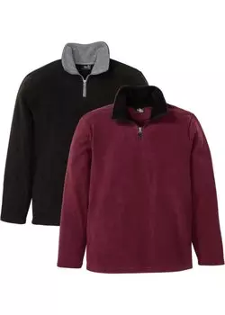 Флисовая рубашка с воротником тройер (2 шт в упаковке) Bpc Bonprix Collection, черный