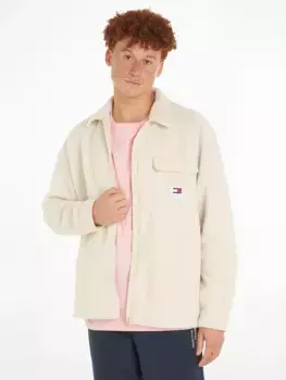 Флисовая рубашка Tommy Jeans "TJM SOLID TEDDY OVERSHIRT", с нагрудным карманом, цвет Newsprint