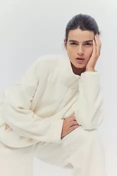 Флисовая спортивная рубашка из материала drymove H&M, бежевый