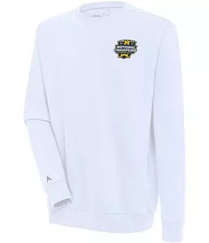 Флисовая толстовка Antigua NCAA Michigan Wolverines 2023 National Champions Victory Crew с начесом сзади, белый