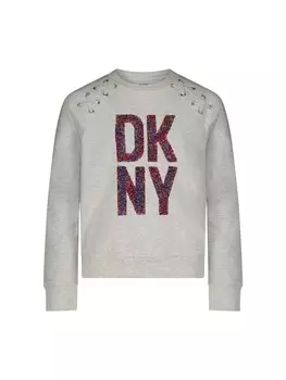 Флисовая толстовка для девочек DKNY, цвет White Heather