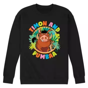 Флисовая толстовка для мужчин «Король лев Тимон и Пумба» Disney, черный