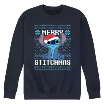 Флисовая толстовка для мужчин «Весёлое Стичмас» Lilo & Stitch Disney, синий