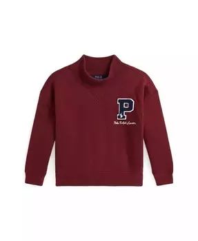 Флисовая толстовка Letterman для малышей и маленьких девочек Polo Ralph Lauren, синий