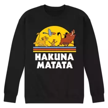 Флисовая толстовка мужская "Король лев" Hakuna Matata с закатом Disney, черный